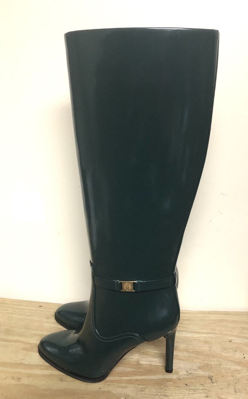 New Vince Camuto Boots Womens 7M Green Patent Leather Skylie Knee High Stilettos